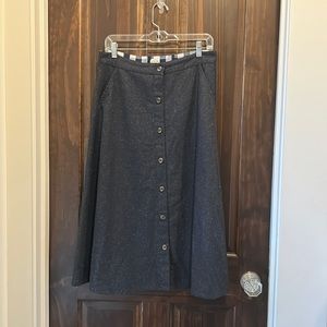 Bridge & Burn donegal slate wool blend button down midi skirt